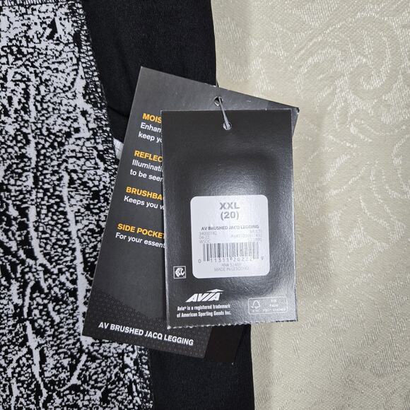 Avia AV Brushed Jacq Legging sz XXL (20) Black White Side Pockets Reflective - Picture 8 of 15